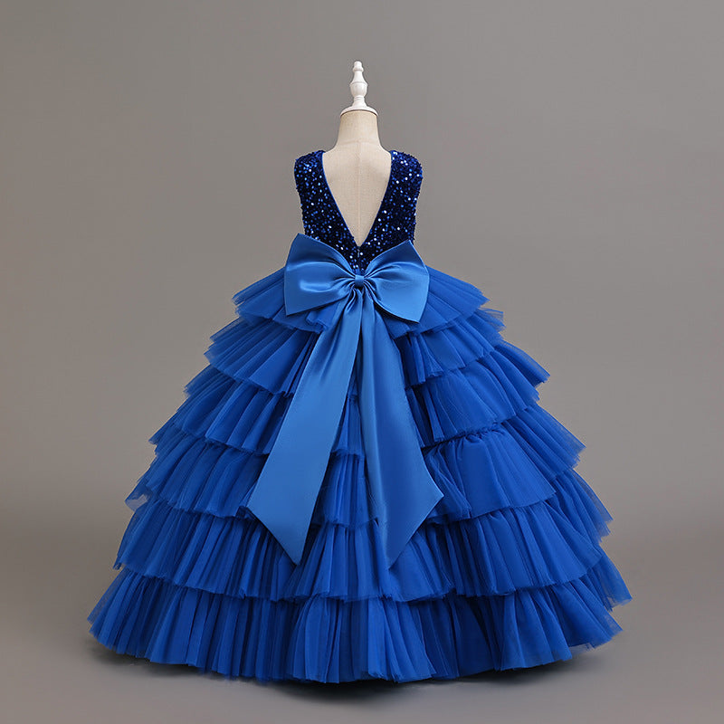 Ready-to-ship, hot-selling girls' dresses! new cross-border styles, european and american chic, tiered cake dresses for kids. high-end, european and american inspired