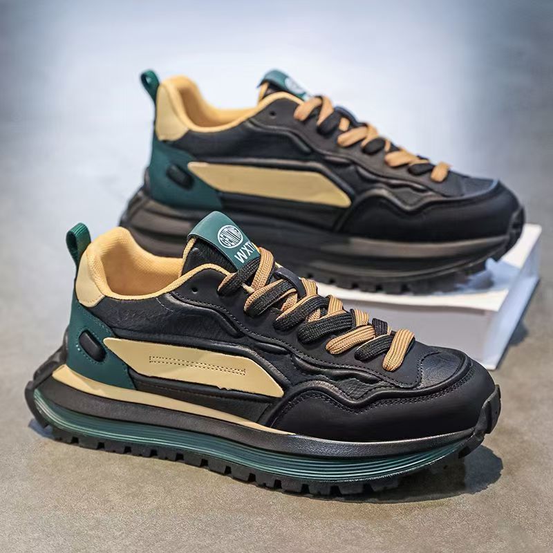 Men's shoes 2025 spring casual versatile sneakers hong kong style high-value chunky dad shoes new height-increasing platform trendy shoes