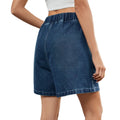 European and american cross-border e-commerce women's summer new arrivals:   washed elastic waist denim casual shorts - trendy style