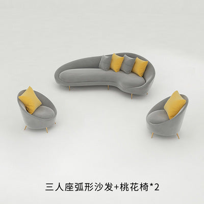 Nordic sales office reception curved double sofa office clothing store rest area furniture coffee table set