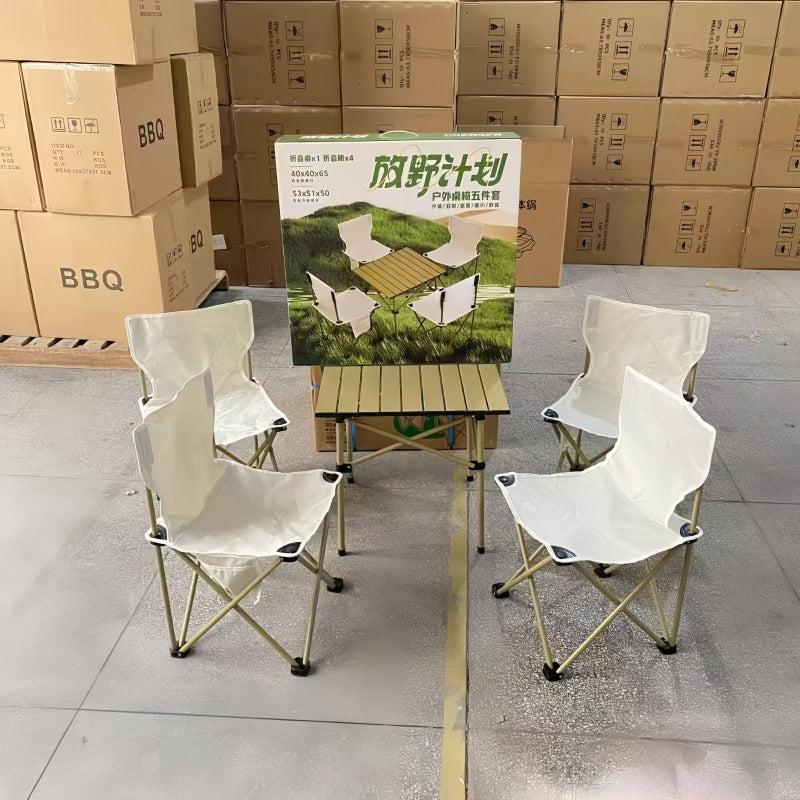 Outdoor folding chair and table camping set - portable, ultralight roll-up table and folding chair - factory direct