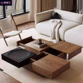 Walnut coffee table - minimalist north american mid-century modern style - living room home decor - small apartment ready-to-assemble square coffee table/side table