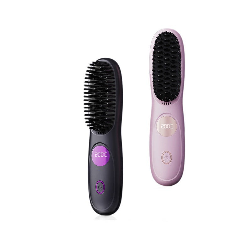New cross-border lcd wireless hair straightening comb, rechargeable ceramic electronic comb, mini hair straightener, portable and gentle on hair