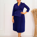 D592  independent station fashion cross-border women's clothing autumn and winter women's suit collar elegant pleated skirt african dress