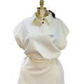 European and american cross-border women's fashion:  autumn new collection - casual polo collar loose-fit short sleeve top and asymmetrical mini skirt set