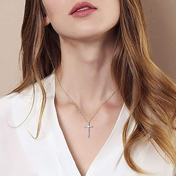 European and american cross-border new cross necklace for women, popular trendy simple ins pendant clavicle chain neck chain