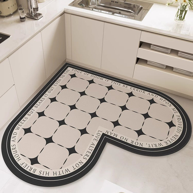 Heart-shaped kitchen mat, diatomaceous earth, non-slip, oil-resistant, wipeable, no-clean, absorbent, household, stain-resistant, floor mat, specialized carpet