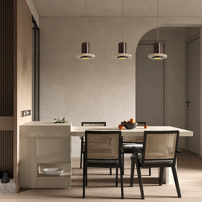 Yellow travertine medieval bedside bedroom chandelier premium sense retro wabi sandy wind American bar counter study restaurant table lamp