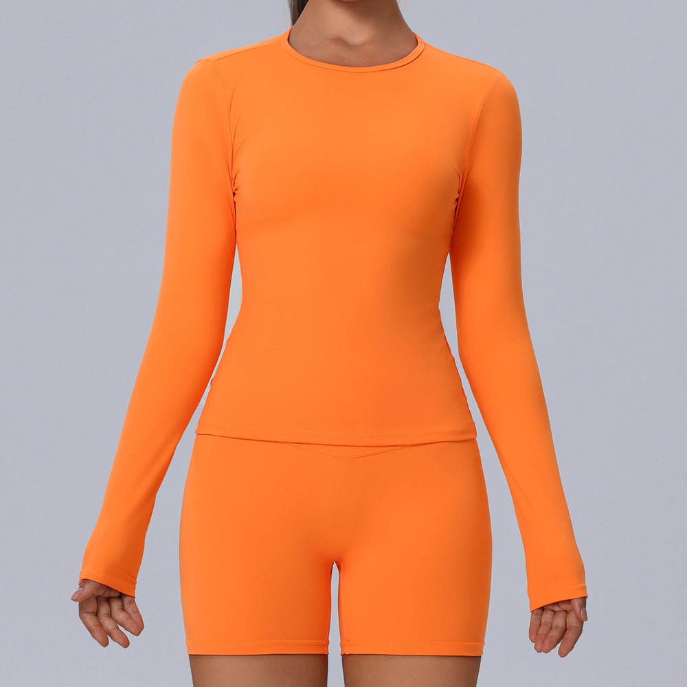 Amazon's new long sleeves yoga wear tight breathable elastic fitness wear professional training sportswear tops t-shirt