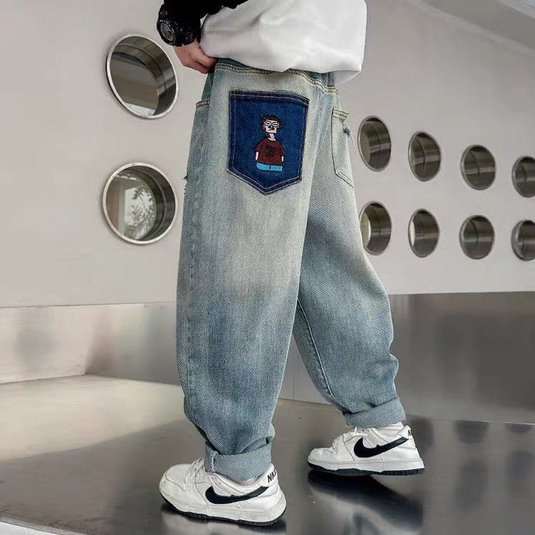 Boys' jeans - spring/autumn  new collection - mid-to-large size - spring pants - korean style casual loose fit long pants - trendy