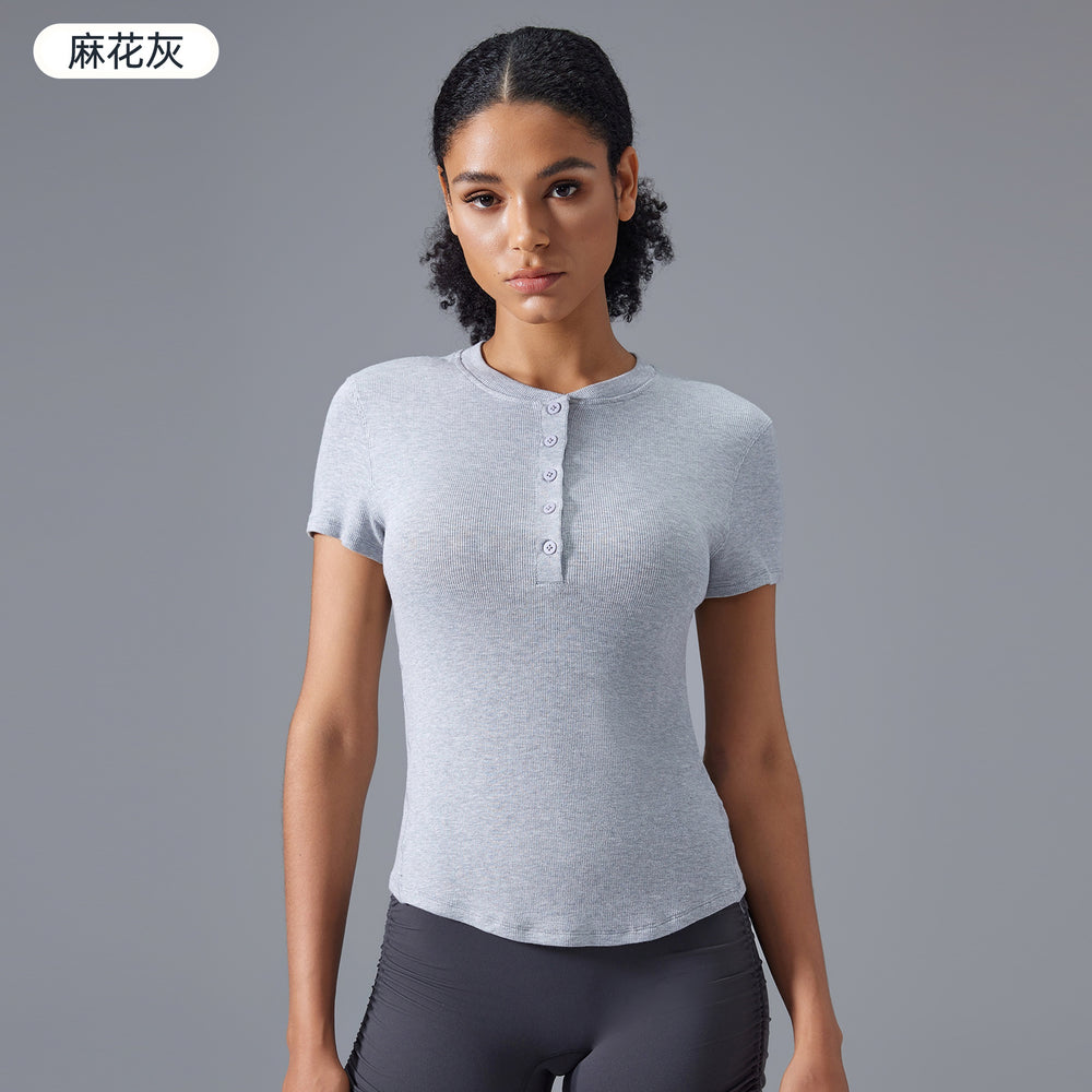 Modal yoga top - women's short sleeve, stretchy, comfortable, skin-friendly fitness t-shirt, slim fit, figure-flattering activewear top d25097