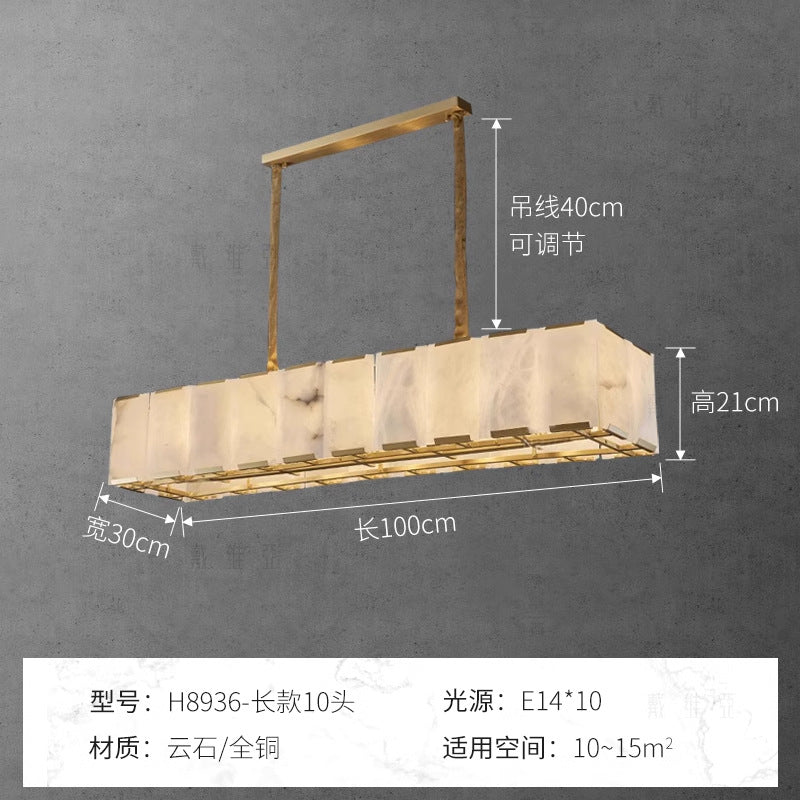 Spain imported natural marble all copper chandelier living room dining room bedroom matching minimalist light luxury high-end lamps