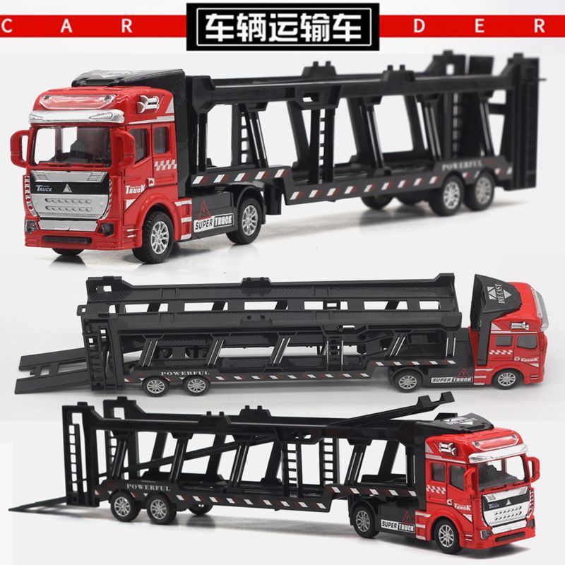 Die-cast alloy semi-truck toy - kids' playset with trailer, container transport, and realistic container model - perfect for young truck enthusiasts!