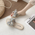 Women's summer slippers - new 2024 collection: versatile, fairy-tale style, sweet bow detail, flat sandals for beach & poolside