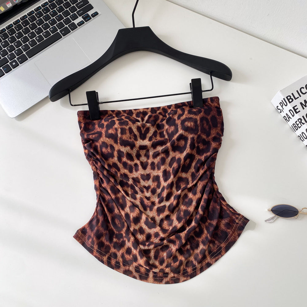 Wild leopard print star printing camisole women's summer silmslimming look waist work clothingeleganttops