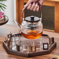 Japanese-style north american black walnut tea set - home glass teapot, high-temperature resistant afternoon fruit tea brewing set