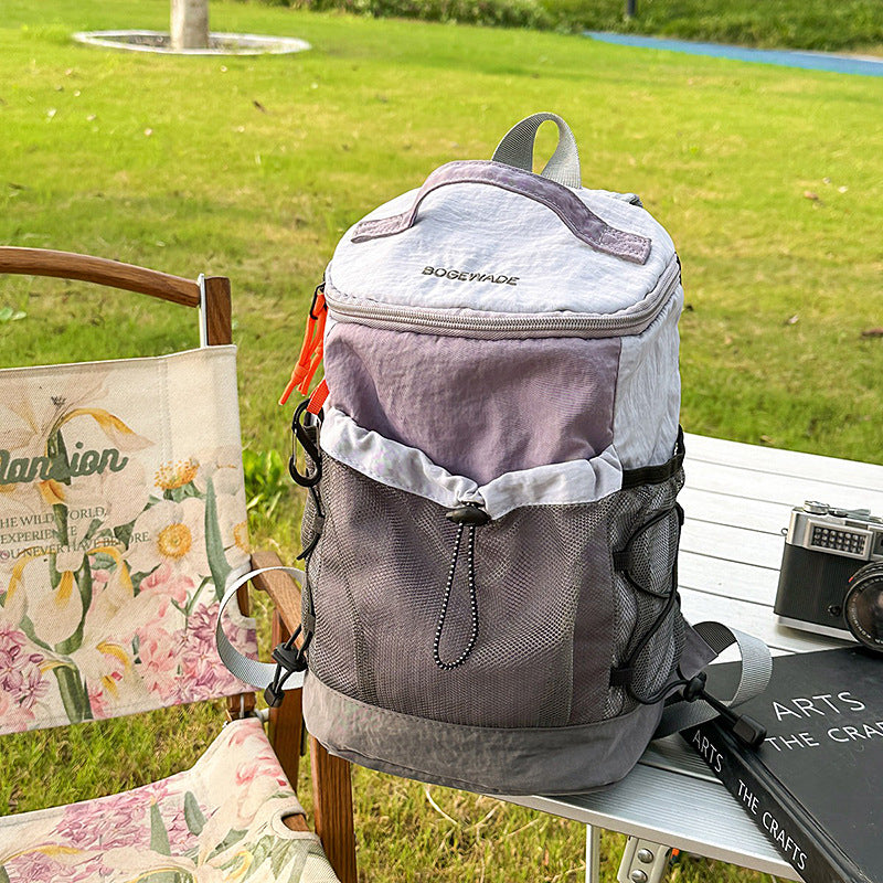 Cross-border new outdoor sports mountaineering bag contrasting color splicing drawstring backpack trendy fashion lightweight travel backpack