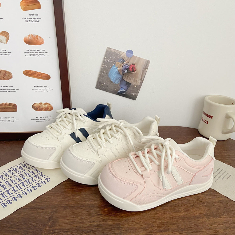 German army trainer platform sneakers - women's versatile white shoes, new chic & niche design for autumn 2025, student style athletic board shoes