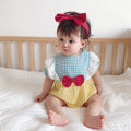 Ins21 summer korean style baby cute princess bow short sleeve romper bodysuit with headband