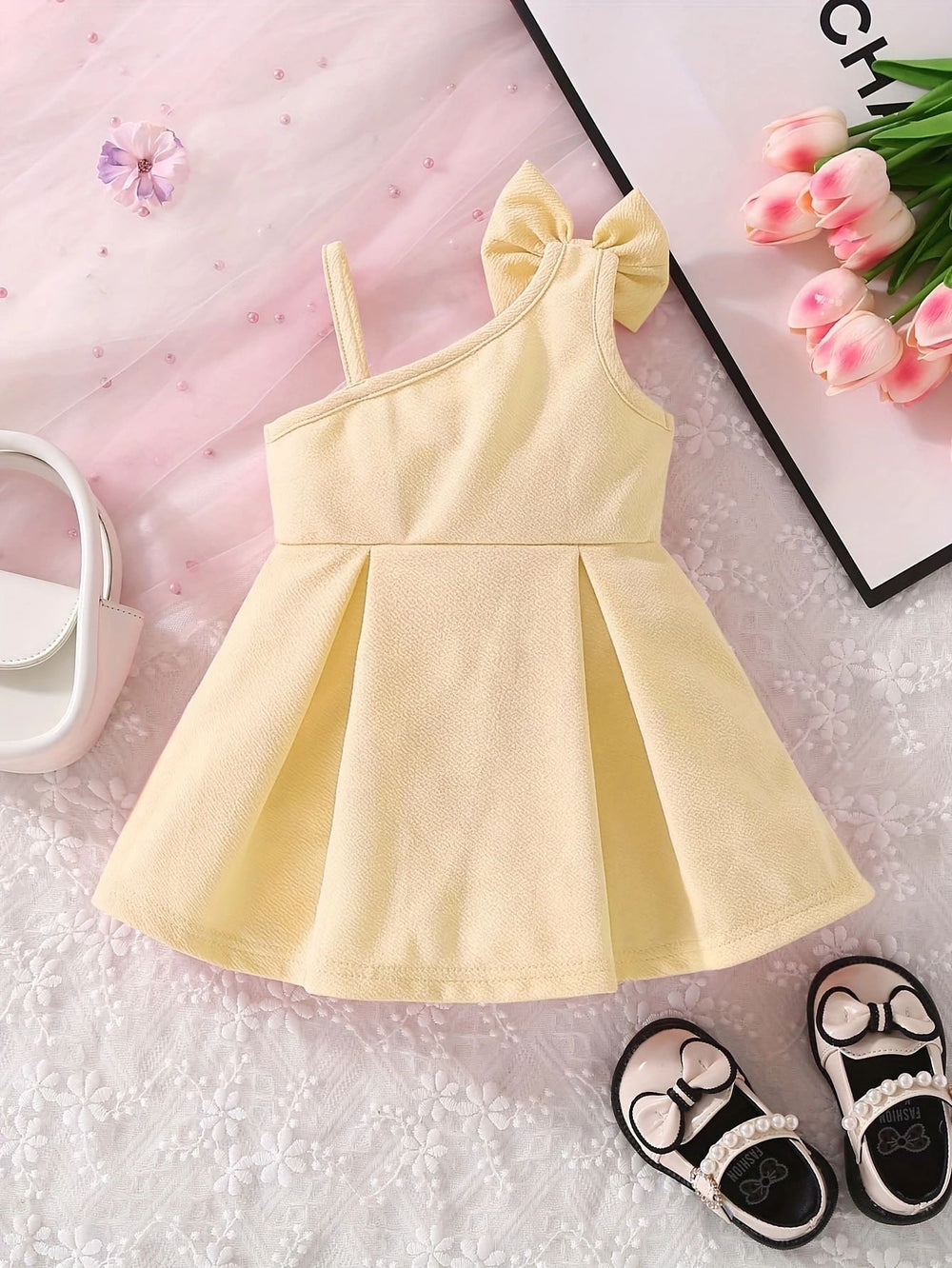 summer new girls' dress - baby girl's suspender bowknot cute dress - princess dress