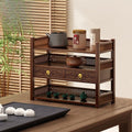 Solid wood storage rack small table antique rack tea set purple clay pot storage rack office desk tea table storage desktop