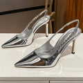 2023 women's summer new rhinestone pointed-toe silver high heels - elegant ladies' stiletto heel sandals