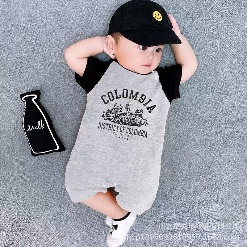 Summer short-sleeved khaki baby clothes baby onesie summer super cute and stylish full-month toddler bag butt clothes summer