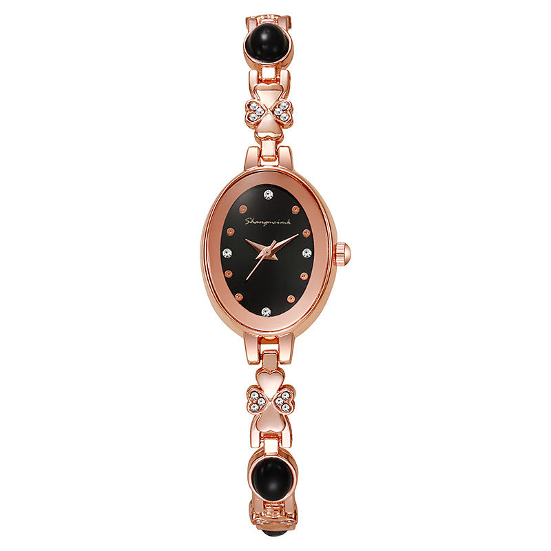 New arrival shangmei brand high-looking casualfashionelegantaccessible luxury diamond-encrusted retro oval watch women's watch