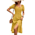 european and american spring new arrivals: solid color short sleeve maxi swing dress for  and