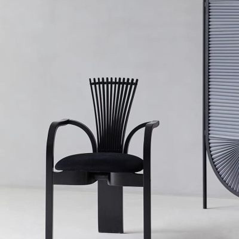 Casual medieval dining chair household solid wood soft bag back chair designer fan chair light luxury creative fashion chair