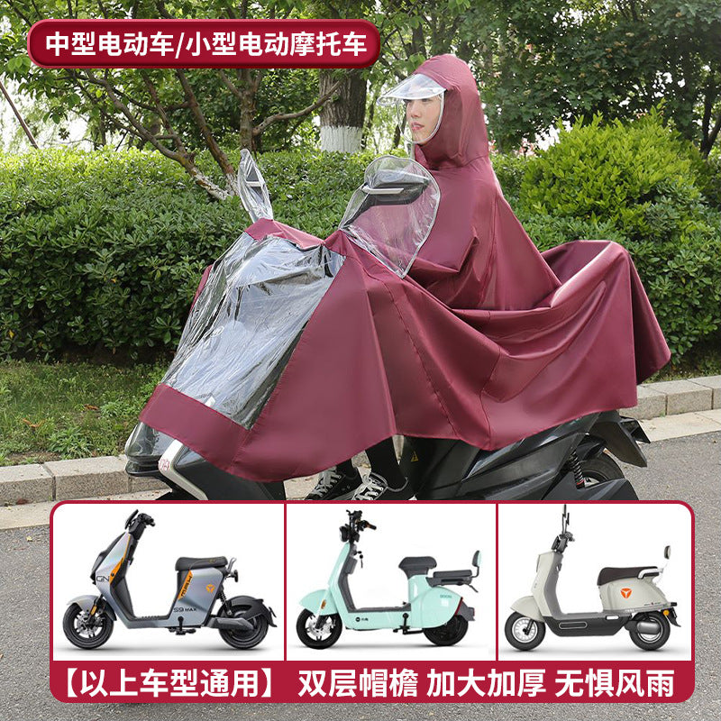 Heavy-duty raincoat poncho for electric bikes, motorcycles, and scooters - outdoor portable full body rain protection - single or double - pvc material