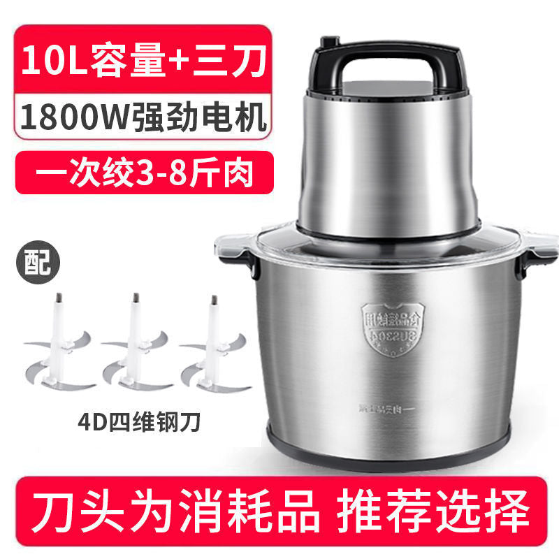Meat grinder 6 liters/10 liters commercial electric stainless steel stuffing and minced meat machine for home garlic chili cooker