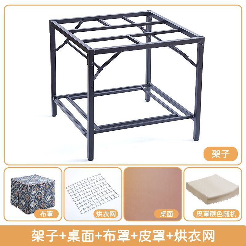 Sintered stone folding fire table - new winter square heating dining table for rental housing, dorms, and home study