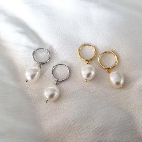 Irregular baroque freshwater pearl earrings for women, s925 sterling silver fashion pearl earrings - direct from the manufacturer