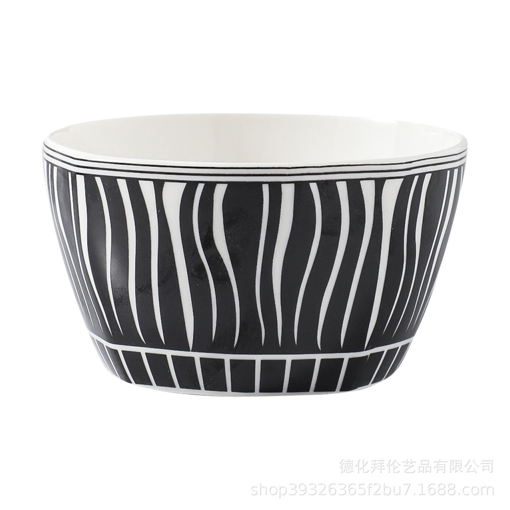 European style minimalist rice bowl, unique household bowl, ceramic creative trendy bowl, moroccan style 4.5inch dessert bowl
