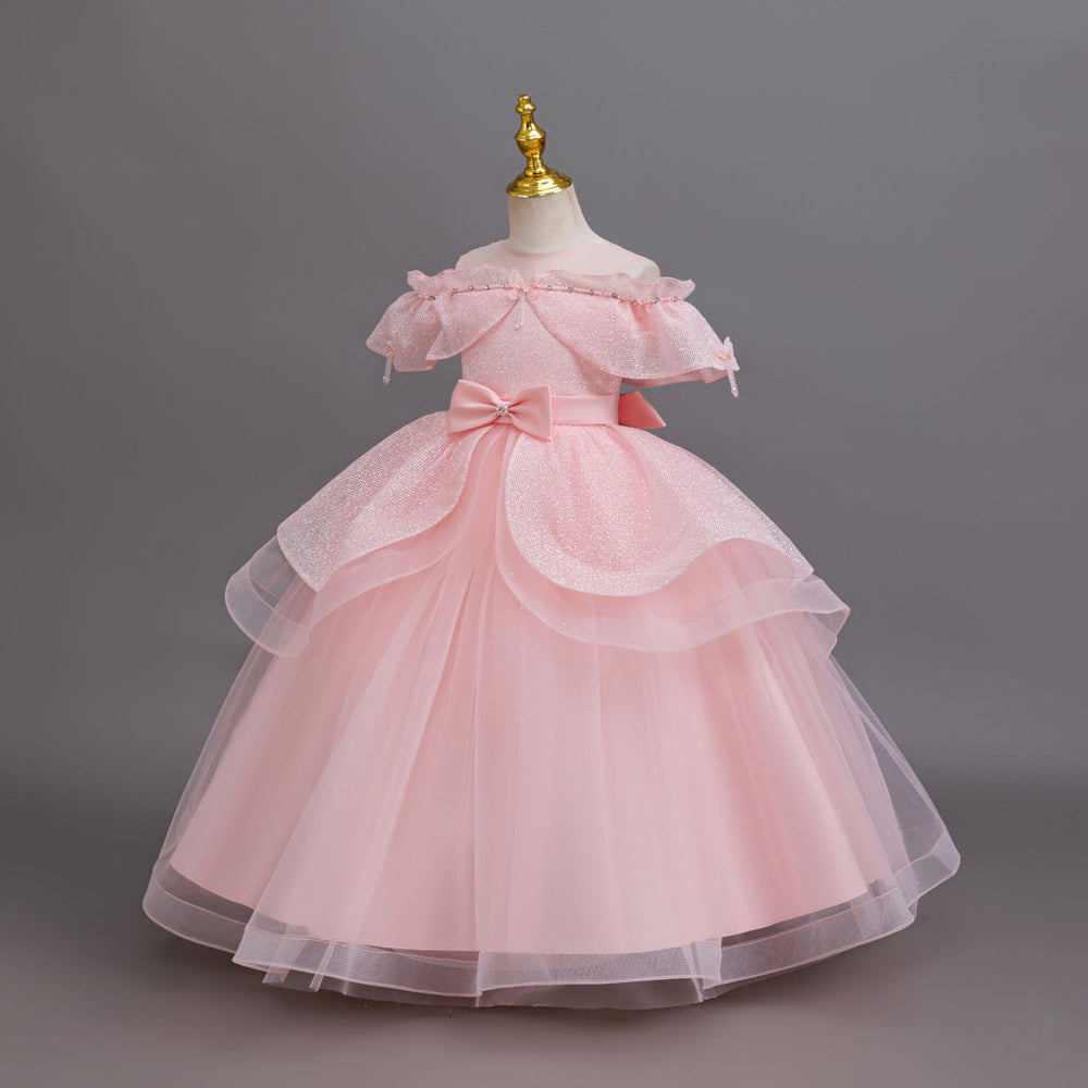 Export ready-made children's dress sequin flower wedding dress princess dress girl piano performance dress girl dress