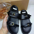 Za2024summer new one-piece back hollow women's shoes black buckle breathable round toe fashion flats sandals
