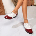 foreign trade shoes  spring new arrivalfashion thick heel shoes 43 large size color matching carved tie back women's flats