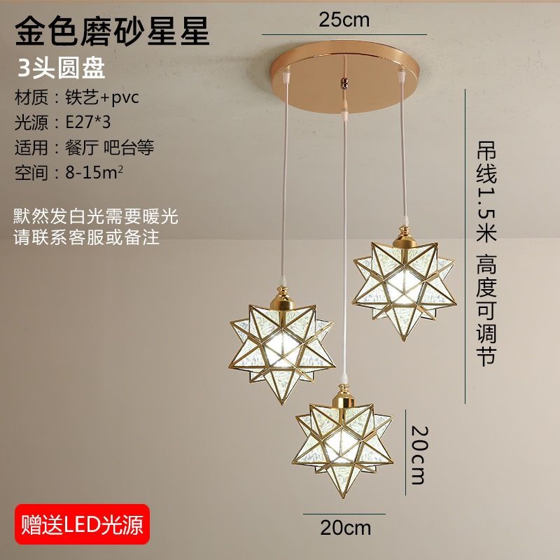 Accessible luxury restaurant chandelier three-head modern casual bar art dining table small chandelier scandinavian creative popular crystal lamp