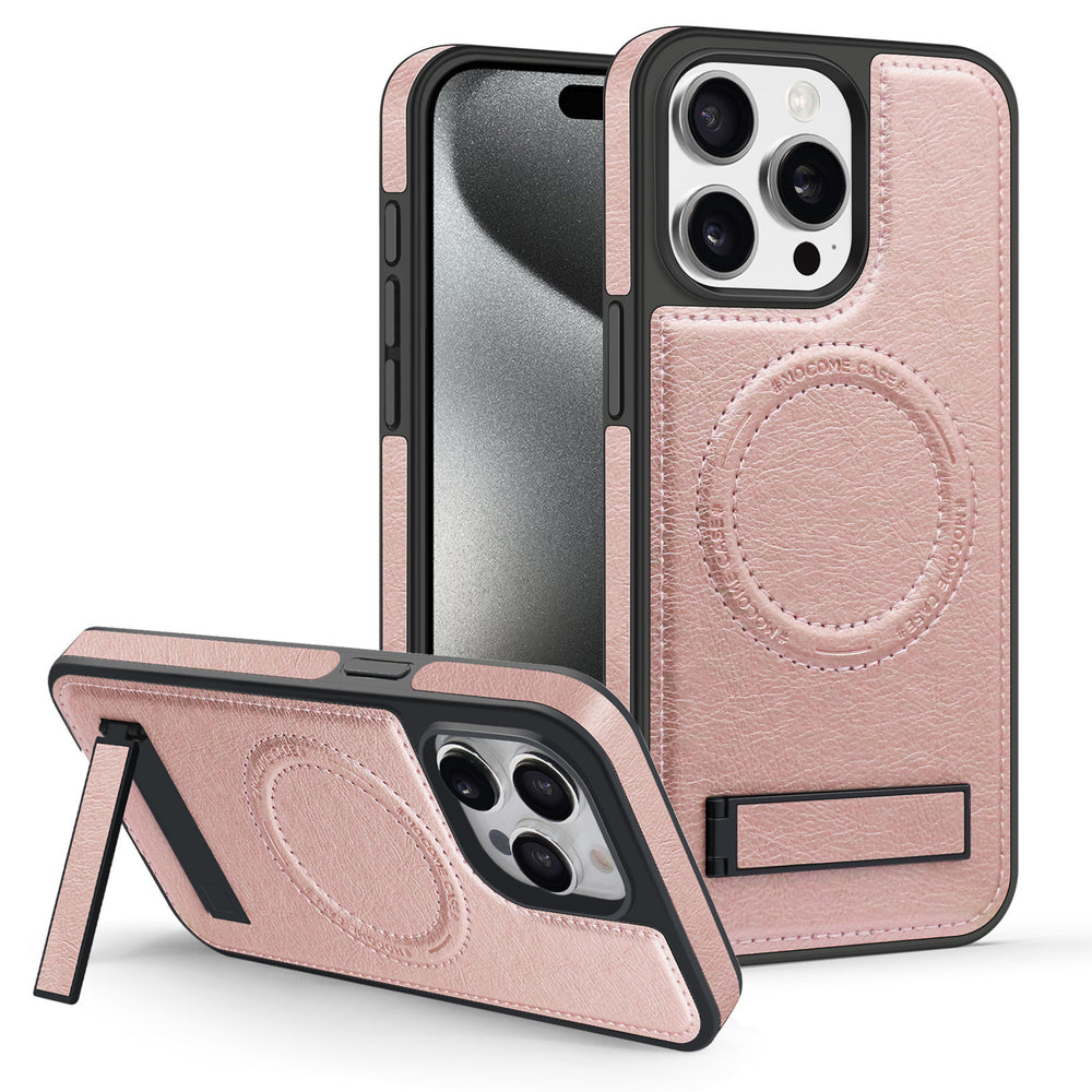 Leather stand foreign trade model compatible with iphone 16 phone case apple 17 pro max crystal shield magnetic protective cover 14