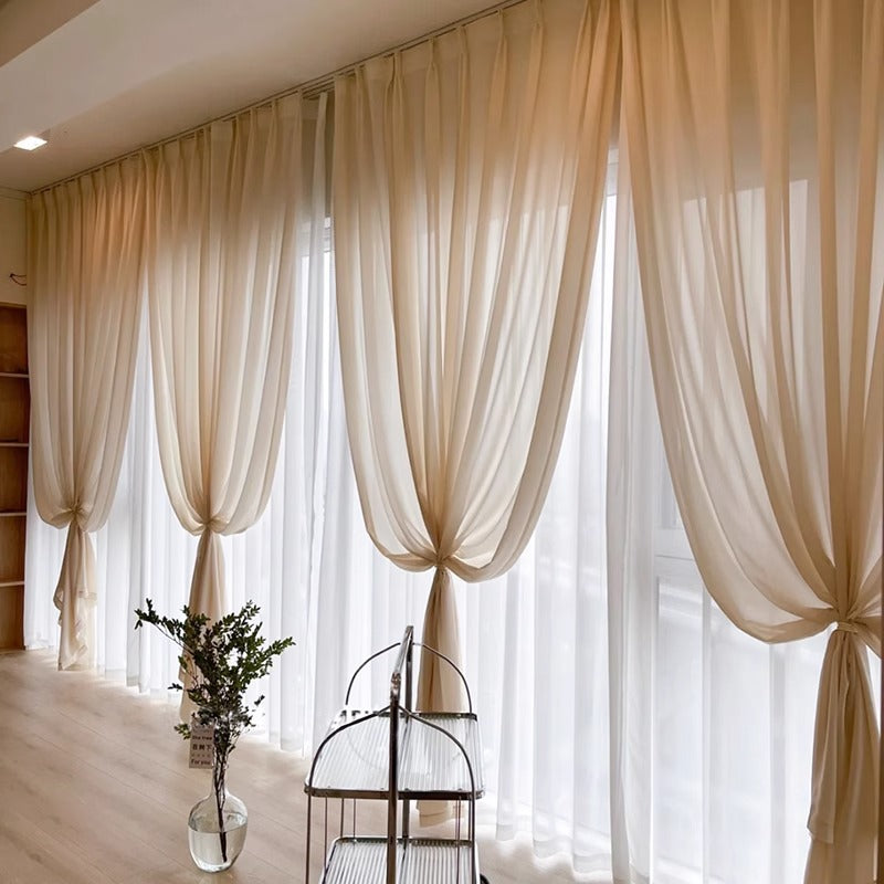 Diamond yarn milk tea light coffee all-in-one yarn curtain gauze classy sense yarn curtain translucent semi-transparent shaoxing keqiao curtain