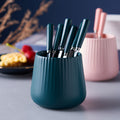 Creative stainless steel fruit fork spoon ceramic storage jar nordic fruit fork spoon household fruit fork storage set