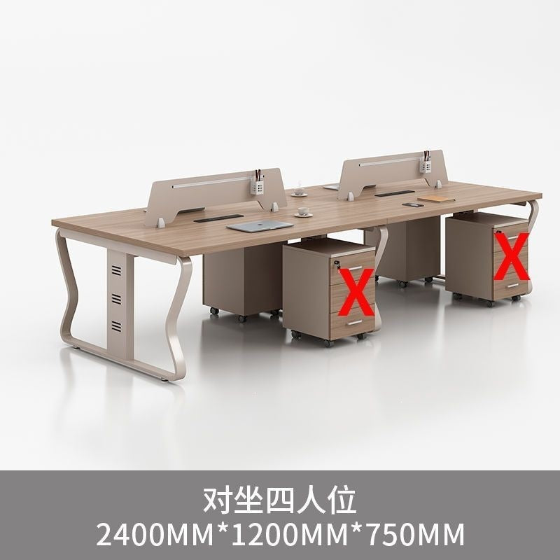 Computer desk and chair set - modern minimalist conference table for meetings, partitioned multi-person office desk for employees