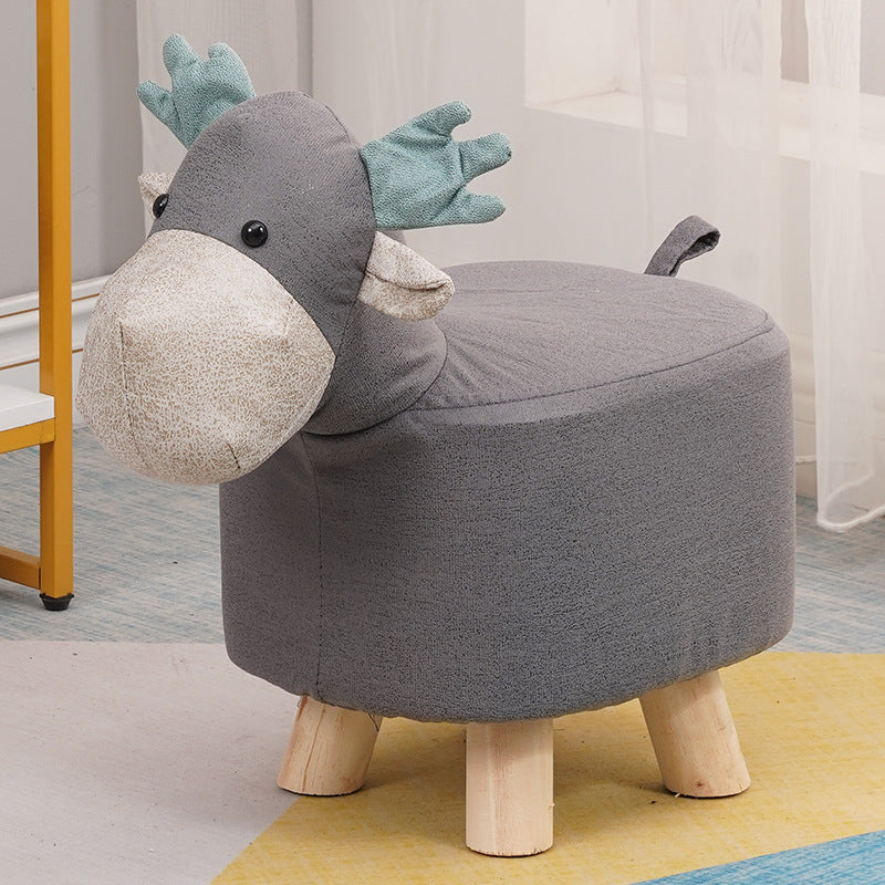 Elephant stool - kids' animal stool - solid wood shoe bench - creative small stool - home living room cartoon cute low stool