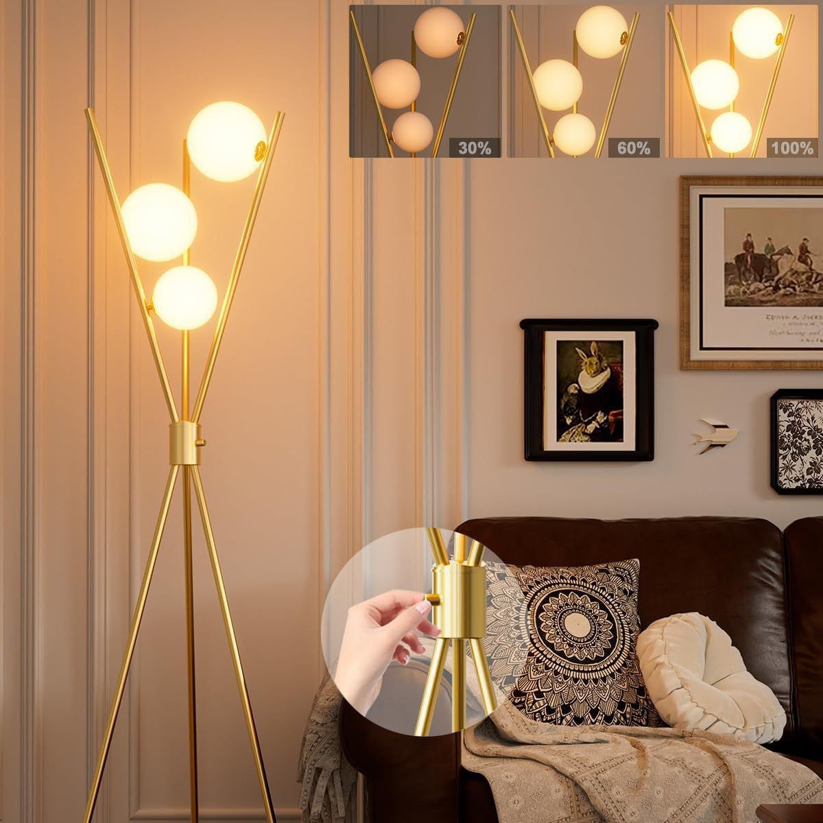 Cross-border hot-selling tripod floor lamp simple living room standing lamp bedroom study floor lamp creative lamps can be customized