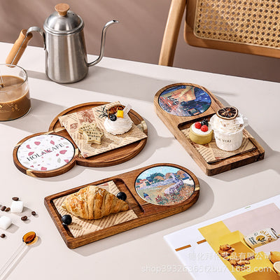 Instagram-worthy dessert serving tray - perfect for afternoon tea, snacks, and solo meals. acacia wood platter for stylish food presentation