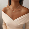 Double ring heart necklace - minimalist choker for women, elegant & unique, affordable luxury, niche & cool style, japanese & korean jewelry