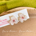 Super sparkly pink gradient zircon flower stud earrings - women's 2026 new arrival, hot spring/summer style, high-end elegant earrings