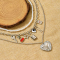 Multi-layered love necklace wholesale european and american cross-border retro pendant fashion key cherry stacked clavicle chain women's necklace