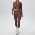 pure color brushed tight high-elastic breathable vest long three-piece set sports running fitness yoga suit